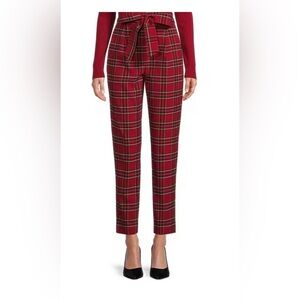 ANTONIO MELANI Red Plaid Ankle Pants